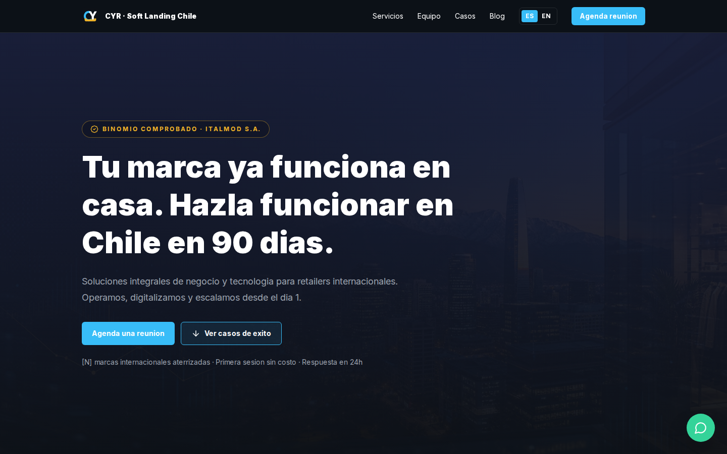 CYR Soft Landing Chile — sitio corporativo bilingüe para consultoría de internacionalización